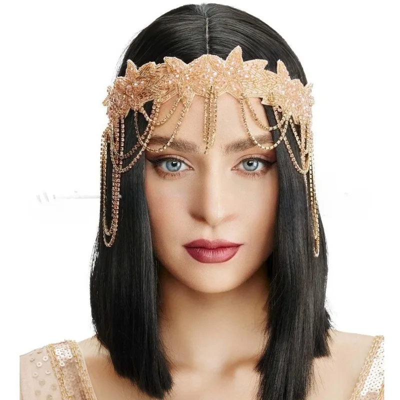 1920S Headband Headgear Prom Hair Accessories Great Gatsby Halloween Prom Rhinestone Fringed Hair Accessories Headband view 2