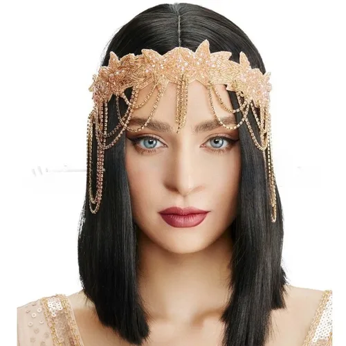 Imagen 2 del producto Diadema de los años 20, accesorios para el cabello para graduación, gran Gatsby, Halloween, graduación, diamantes de imitación, accesorios para el cabello con flecos, diadema