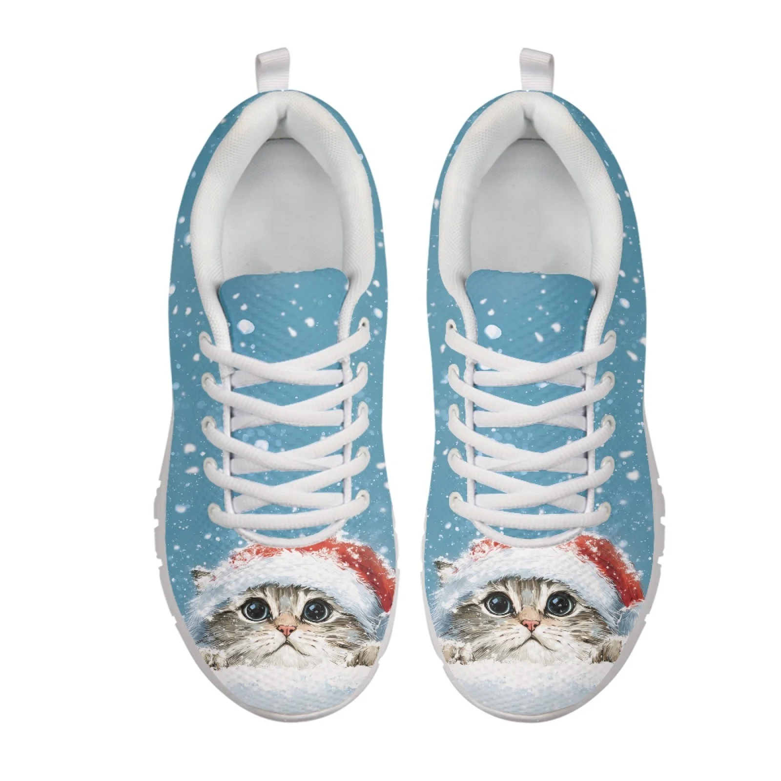 Coloranimal Cat Santa Snow Breathable Running Sneakers for Men Mesh & EVA Sole Athletic Trainers 2026 Collection