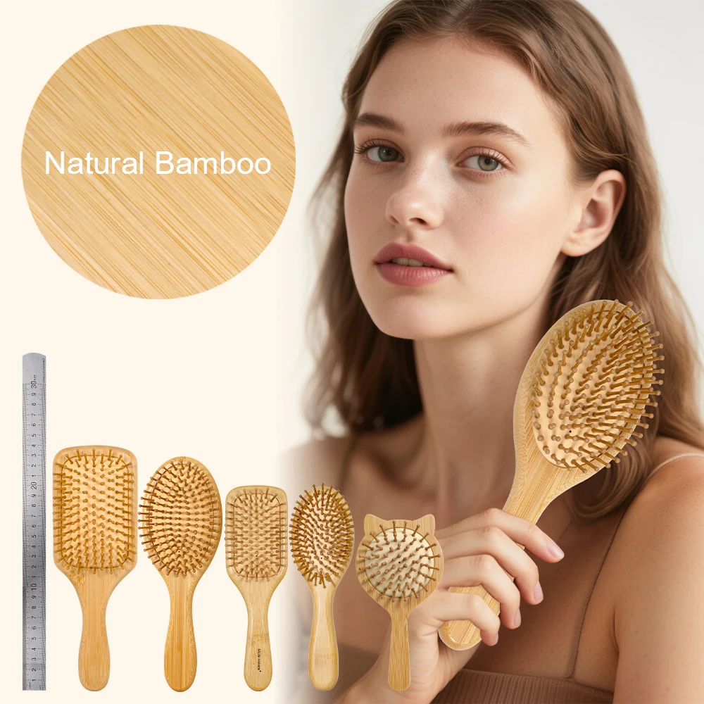 

1PC Bamboo Hair Brush Air Cushion Detangling Hair Brushes Head Massagers Scalp Styling Hair Care Tool Hair Accessories