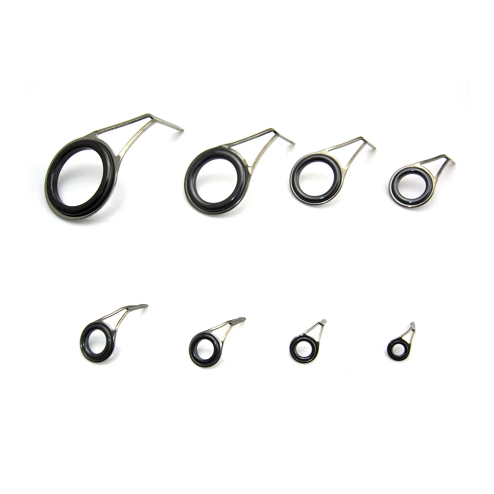 8 Pcs Ceramic Fishing Rod Guide Tip Strong Line Repair Set Kit DIY Rings High Carbon Steel Frame