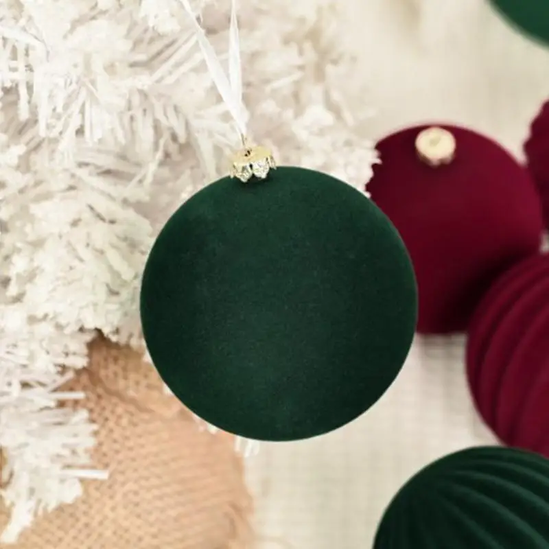 12Pcs Christmas Velvet Ball Ornaments 8CM Christmas Tree Ornaments Set with Hanging Loop Christmas Hanging Decor for Home Party