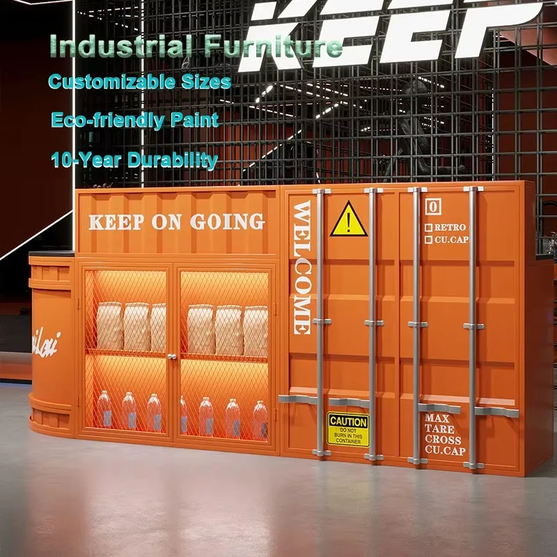 

Премиальный промышленный креативный бар из цельного дерева, кассир, стойка для приема в тренажерном зале, железный дизайн, металлическая конструкция, барная стойка