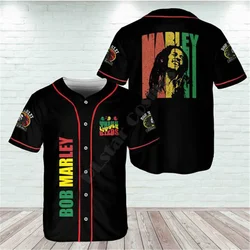 Camicia da Baseball Bob Marley camicia da Baseball camicia da uomo stampata 3D All Over camicie Casual top hip-hop