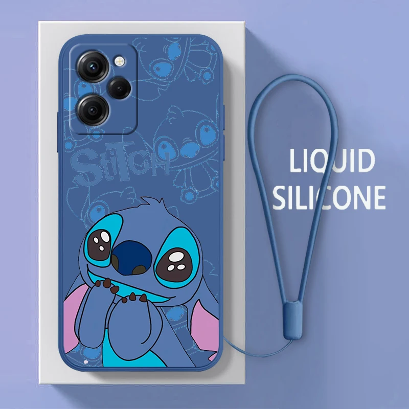 

Anime Stitch Lilo For Xiaomi POCO X5 M5 C40 M4 X4 F4 C40 X3 NFC F3 GT M4 M3 M2 Pro C3 4G 5G Liquid Rope Phone Case Coque Capa