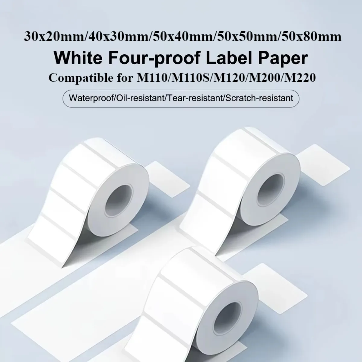 

White/Transparent Thermal Labels Waterproof Oil/Scratch Stickers for M110/M220 Printers, Shipping Barcodes, Retail Branding
