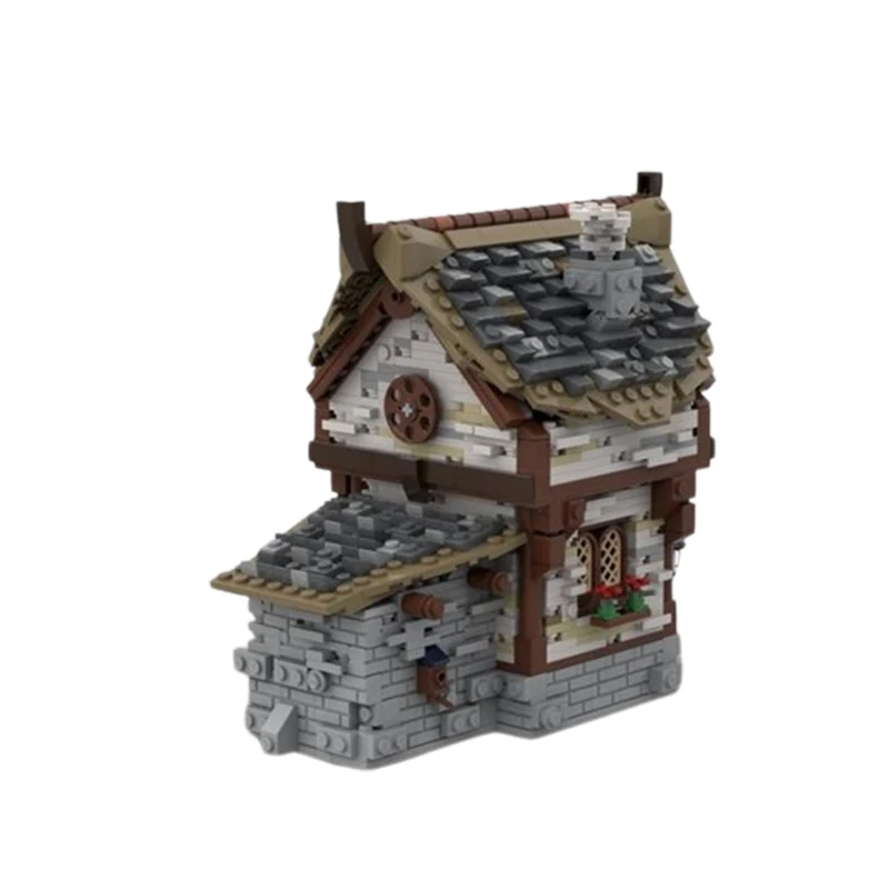 Spot Small Particle MOC-66338 Architecture Medieval Tavern Street View Creative Building Block Model Gift Toy Puzzle Ornament