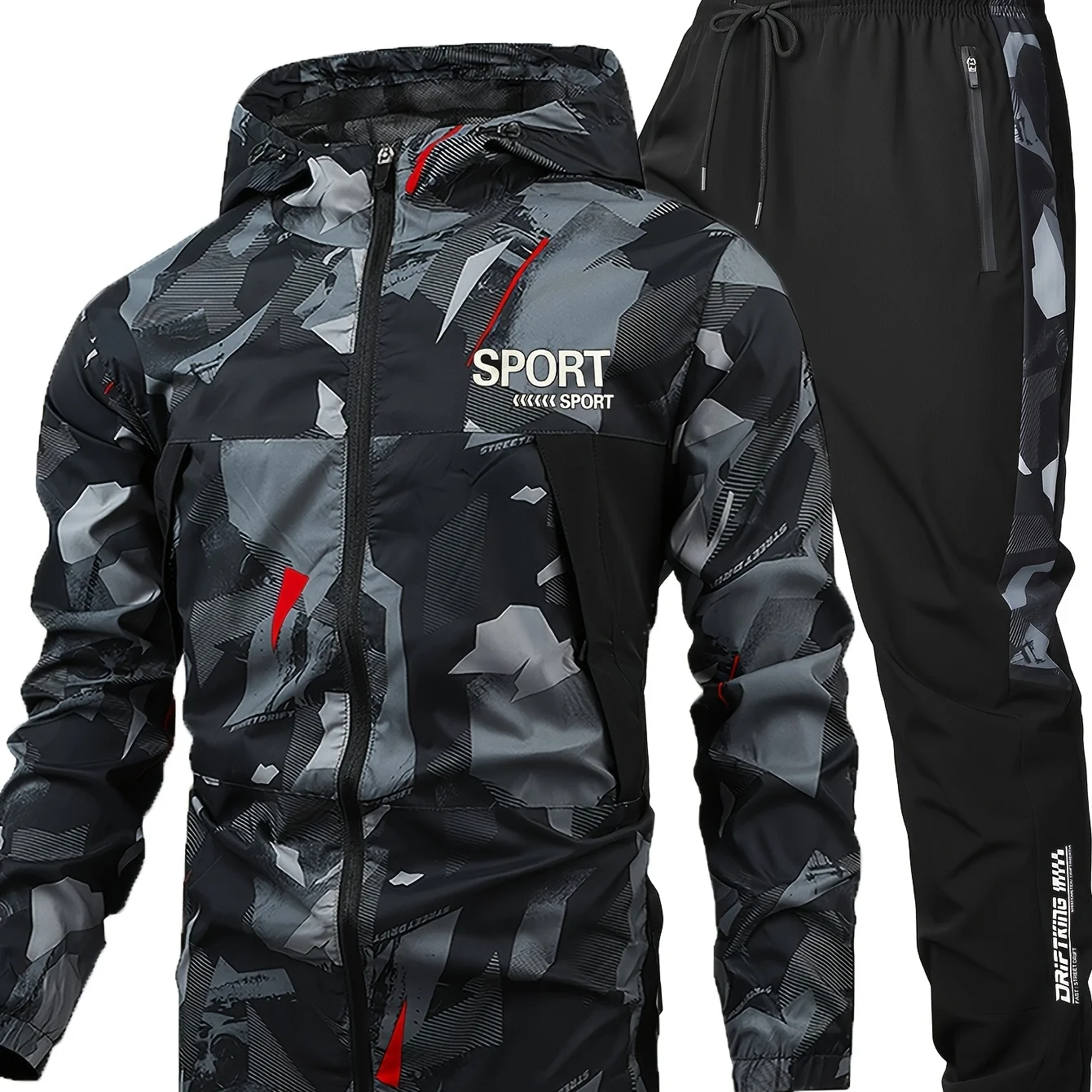 

Men's Casual Sports Suit, Men's Hooded Jacket, Men's Long-Sleeved Suit, Woven Jacket, Men's Pants, Casual Pants, Hooded Jacket