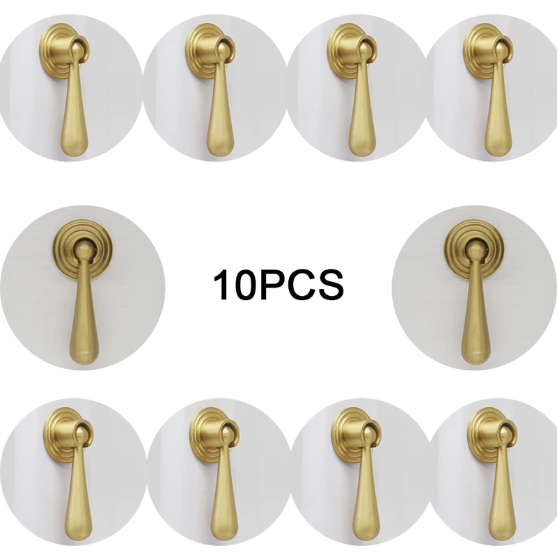 10PCS Solid Brass Pendant Furniture Pulls Handles Drawer Knobs Water-drop Cupboard Wardrobe Closet TV Wine Cabinet Pulls Knobs