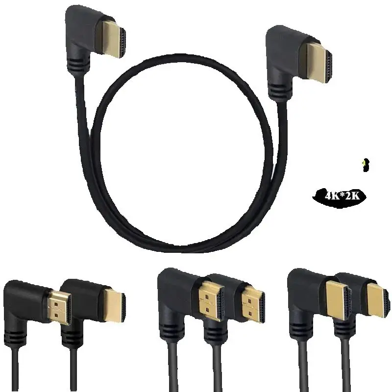 90 Degree Left Angled HDMI 2.0 Cable 4K 3D Dual HDMI-Compatible Male to Right Angled HD Male for DVD PS3 PC - 1m/3m/5m Options