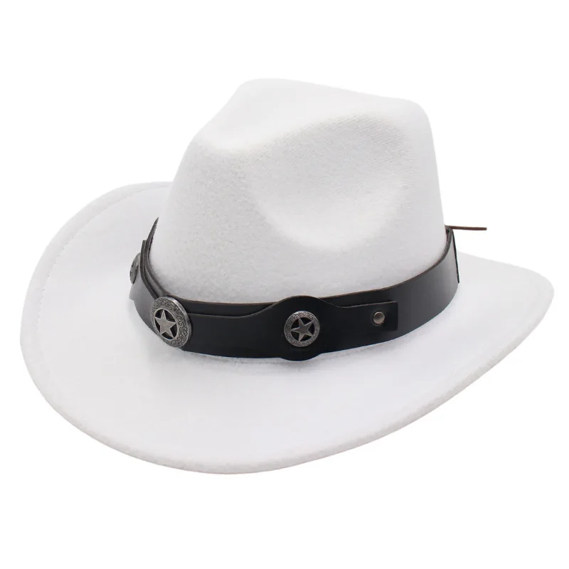 New Arrival Western Denim Top Hat British Retro Fedora Hat Five-pointed Star Badge Felt Cap Autumn And Winter Hot Selling Trend