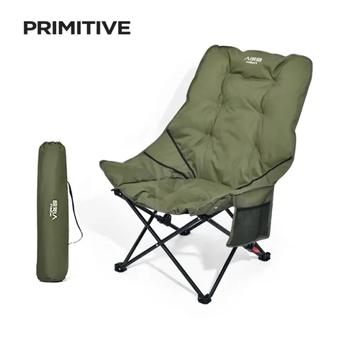 Cadeira de camping PRIMITIVE, cadeira dobrável acolchoada resistente, cadeira portátil para jardim, cadeira quádrupla grande, cadeira ultraleve para caminhadas