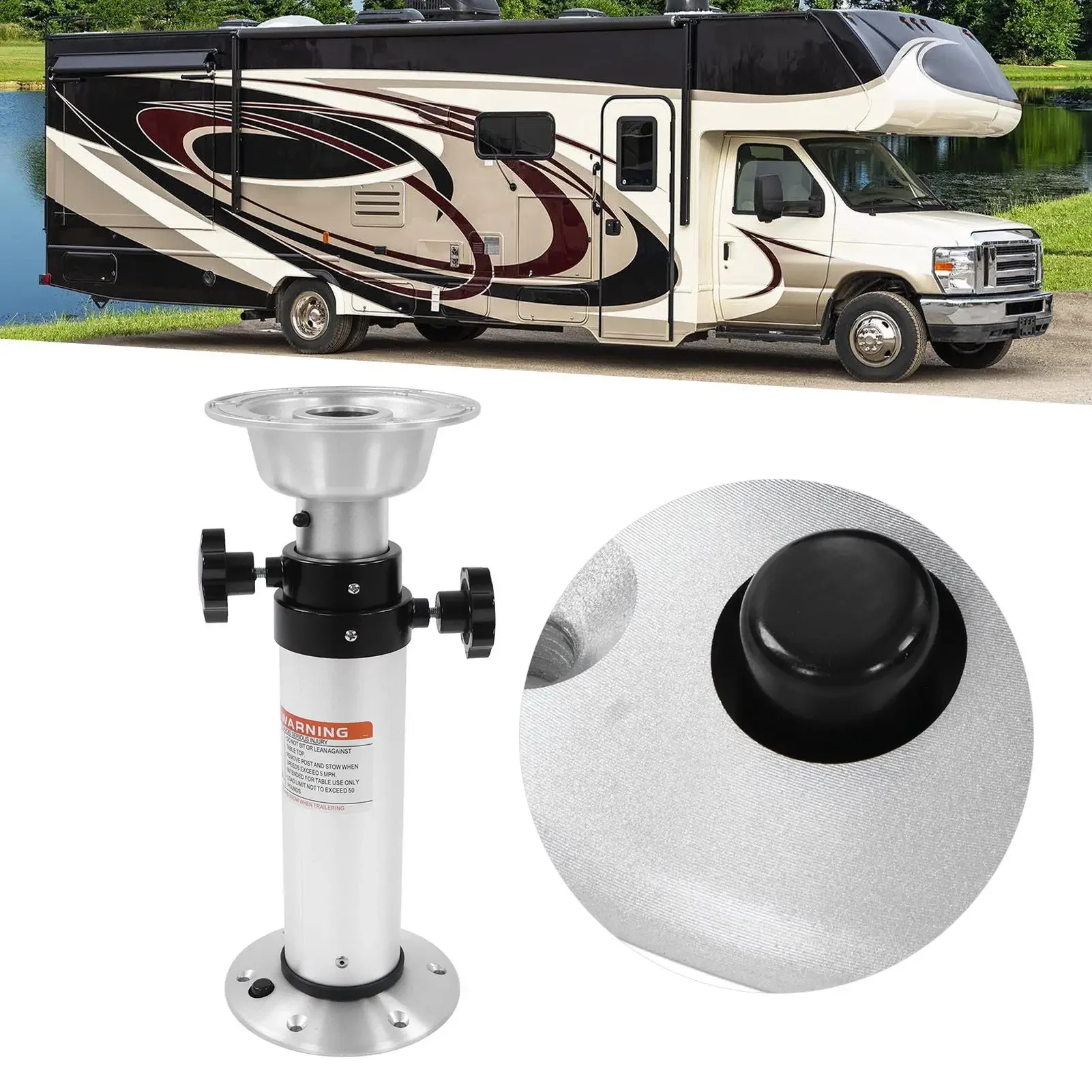 Adjustable Table Leg Removable Table Leg 430‑745mm Height Adjustable 3 Sections Aluminum Alloy for RV Motorhome