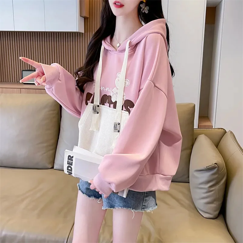 

Y2K Spring Autumn Casual Hoodie 2024 New Drawstring Hooded Loose Women's Clothes Hoody CONTRAST COLOR Fashion Female Pullover