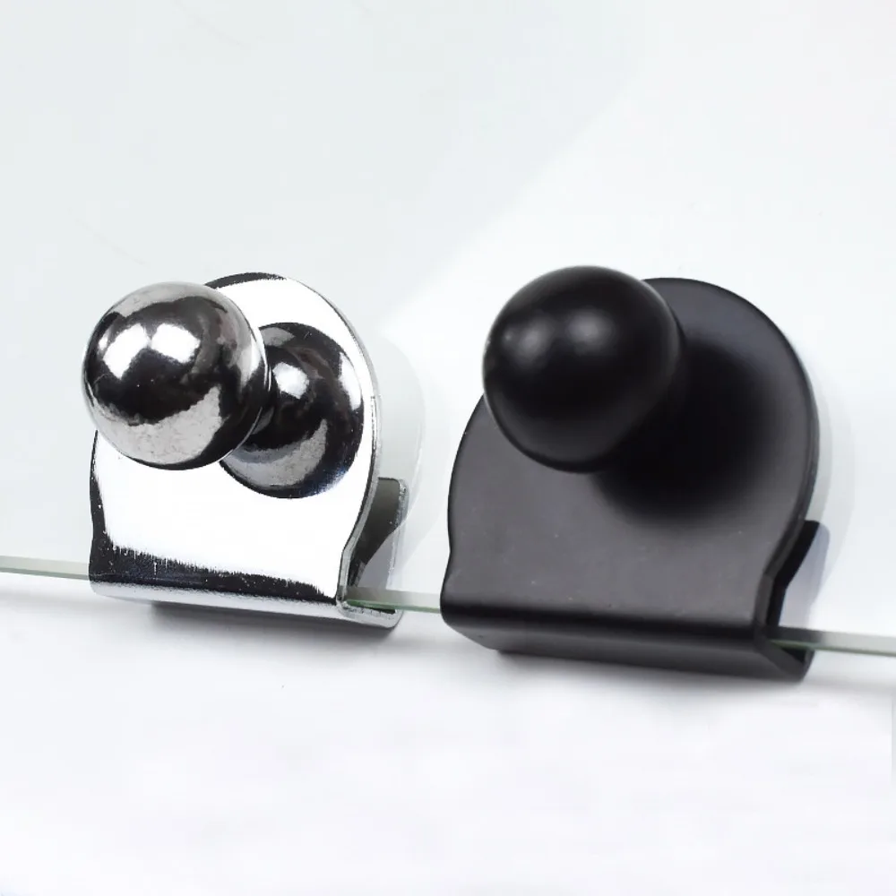 2PCS New Metal Glass Door Handle Knob Hardware Cabinet Drawer Pull No Drilling Replacement Door Clips Glass Door
