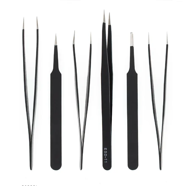 Industrial Stainless Steel Clamp Kit ESD Maintenance Tool Tweezers, ESD-10/11/12/13/14/ESD-15 IC 1.5 mm