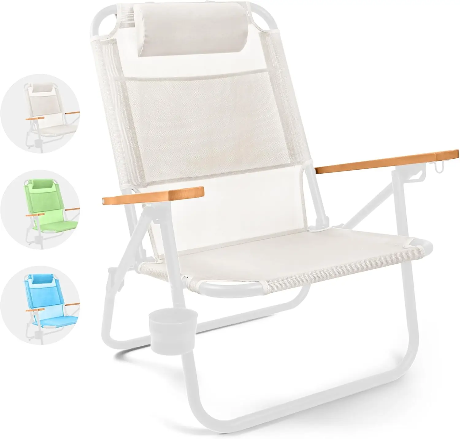 

Premium Backpack Beach Chair for Adults - Beach Chair with Backpack Straps - Foldable and Reclining Beach Chair