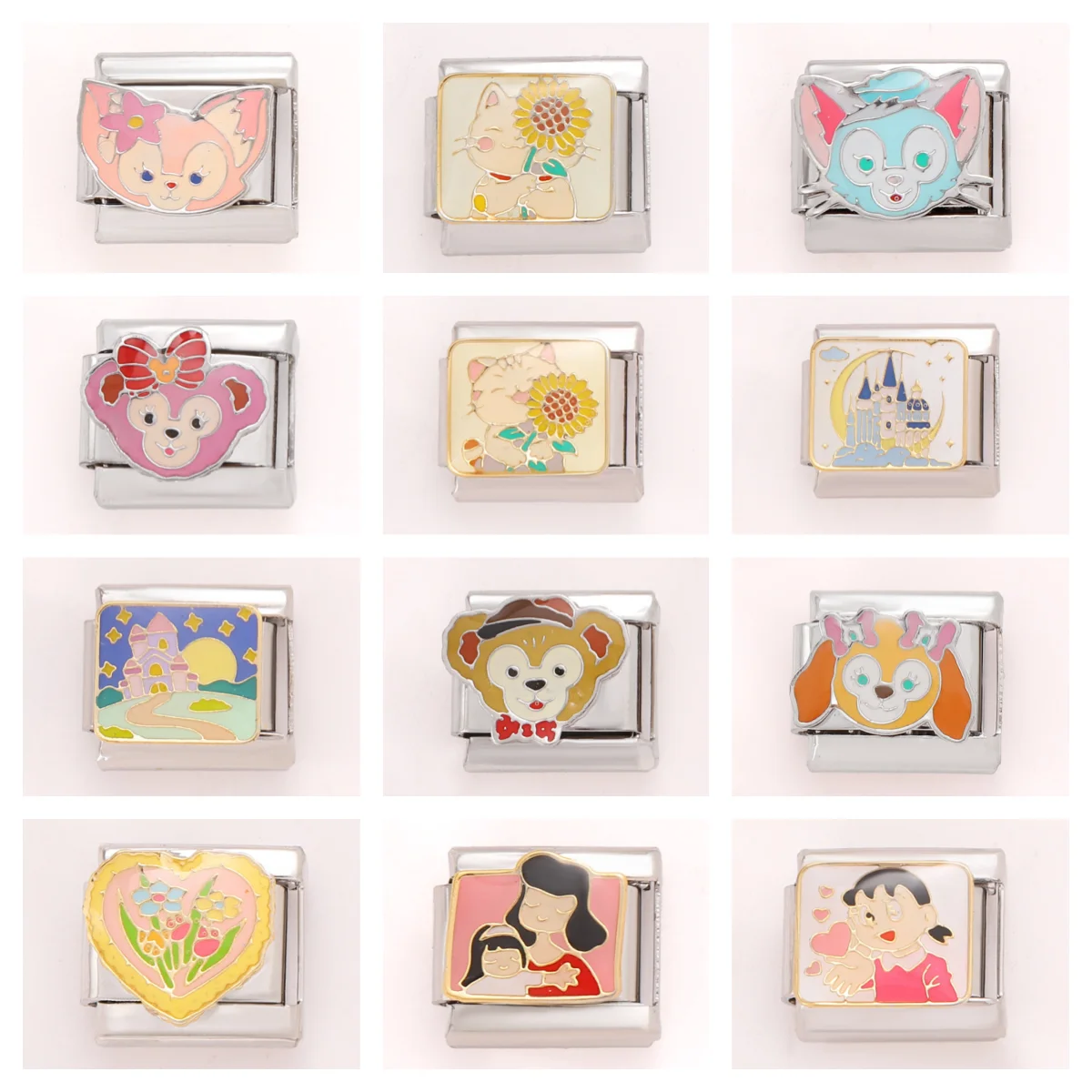 Cute Cartoon Italian Charm Bracelet Cat Links Fit 9mm Bracelet Stainless Steel Making DIY Jewelry Gifts
