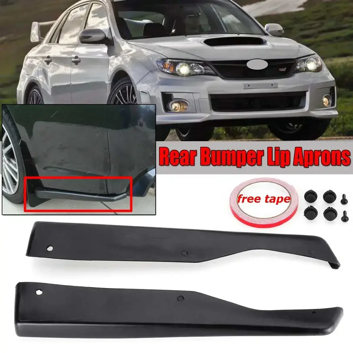 Car Side Rear Bumper Lip Diffuser Splitter Wrap Spoiler Canard Add-on Side Aprons For Subaru For Impreza WRX Sti 4 Door Body Kit