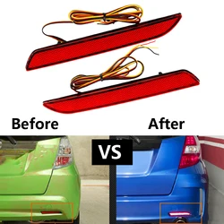 2X LED Rear Bumper Reflector Tail Brake Driving Light Car Accessories For Honda JAZZ 2010 2011 2012 2013 Led Lights For Vehicles