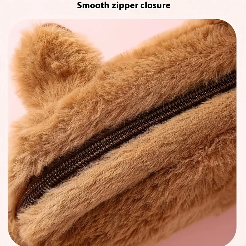 A capybara pencil case, plush pencil case, large-capacity stationery box, makeup brush storage bag, office sundry storage, penci