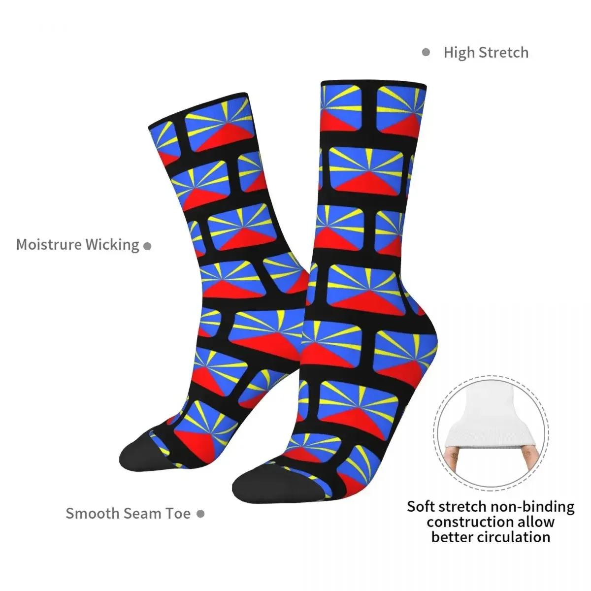 974 Reunion Island Flag Socks Harajuku Sweat Absorbing Stockings All Season Long Socks Accessories for Unisex Gifts