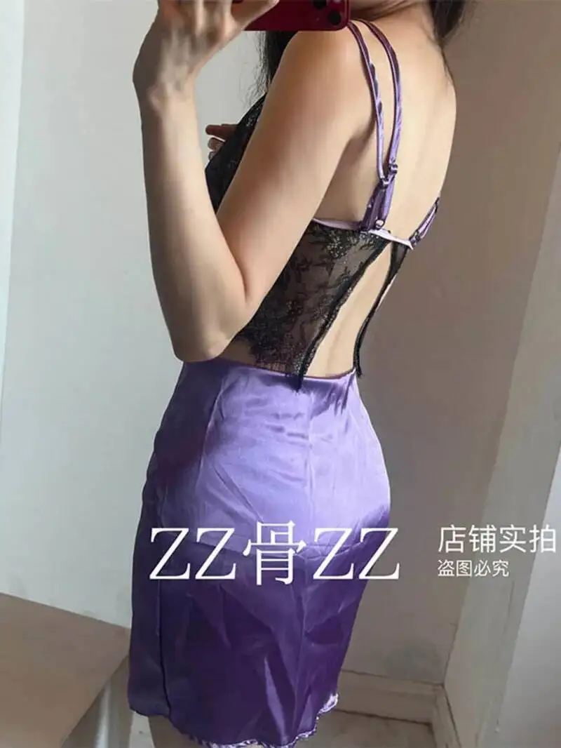 Nuevo dulce estilo fresco con cuello en V de encaje Patchwork transparente Sexy vestido con lazo elegante caliente Sexy mujeres coreanas Mini vestido 2025 dulce U833