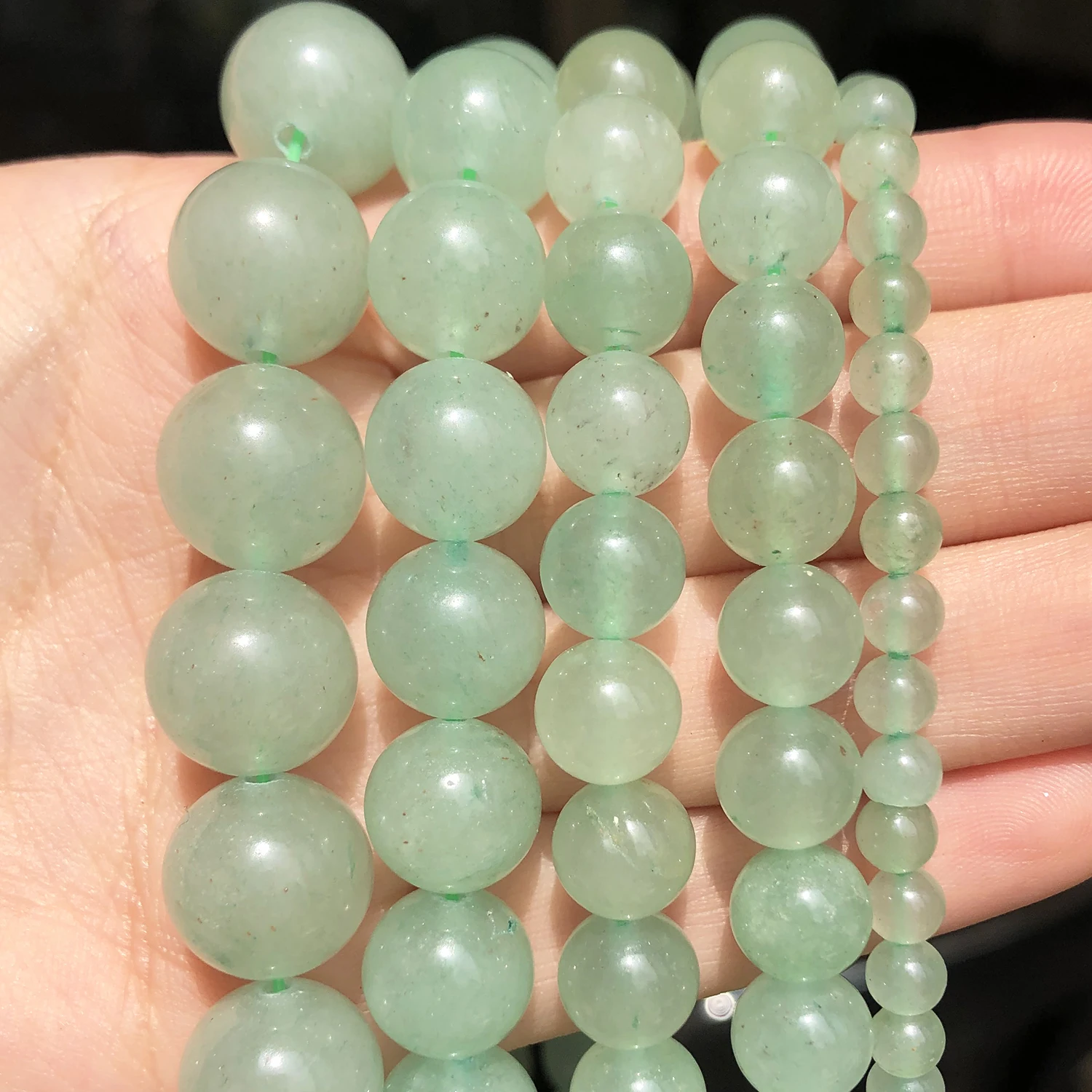 Natural Green Aventurine Jade Smooth Stone Beads for Jewelry Making DIY Bracelet Necklace Cultivate The Body And Mind 4-12mm