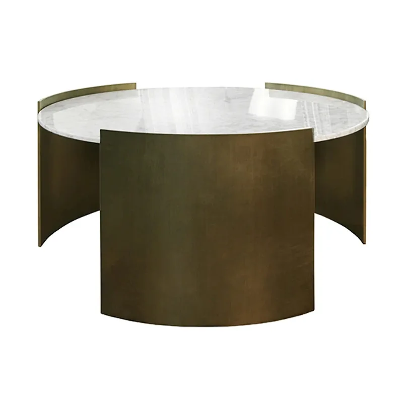 

American light luxury, retro creative hardware coffee table, soft decoration design, villa model room, American furniture