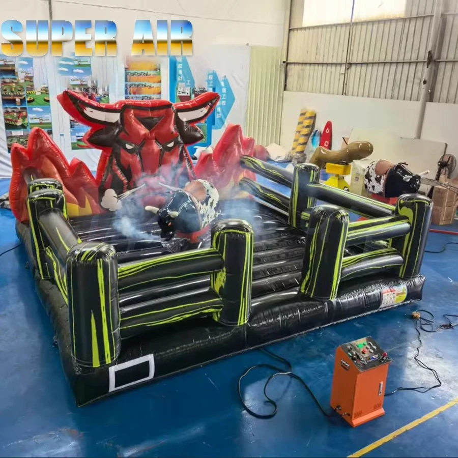 Toro Mecánico Inflable para Parque de Diversiones, Juego de Rodeo