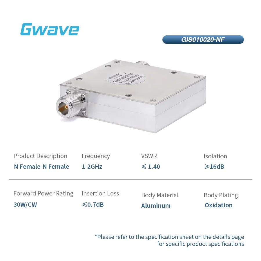 

Изоляционный радиочастотный циркулятор и изолятор 16 дБ с гнездом N, 30 Вт, полоса пропускания от 1 ГГц до 2 ГГц