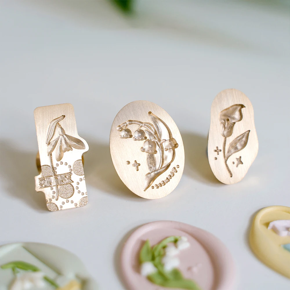 Lily of the Valley Enamel Seal Relief Shaped Sealing Wax Gift Flower Wax Stamp Invitation Decoration DIY Accessories