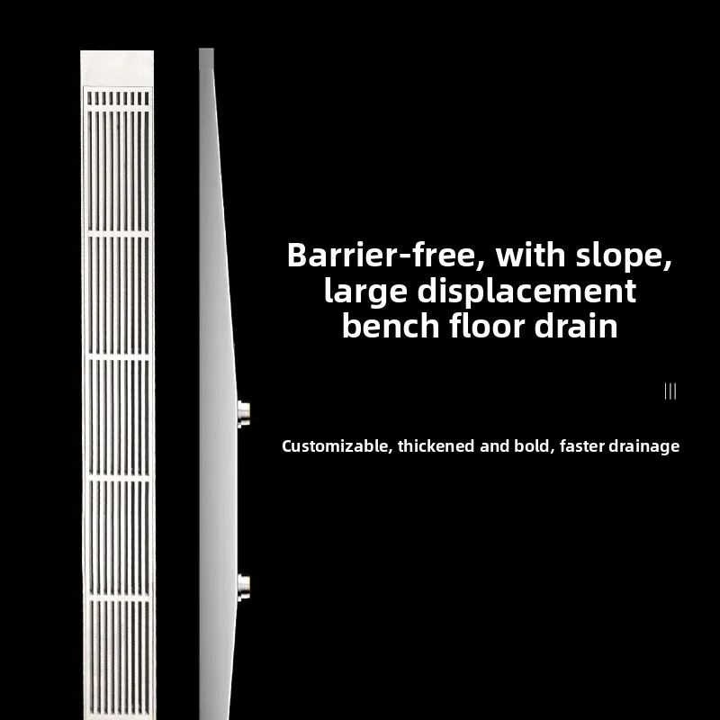 

Shower room with slope floor drain barrier-free invisible bathroom drainage deodorant long linear glass partition customization