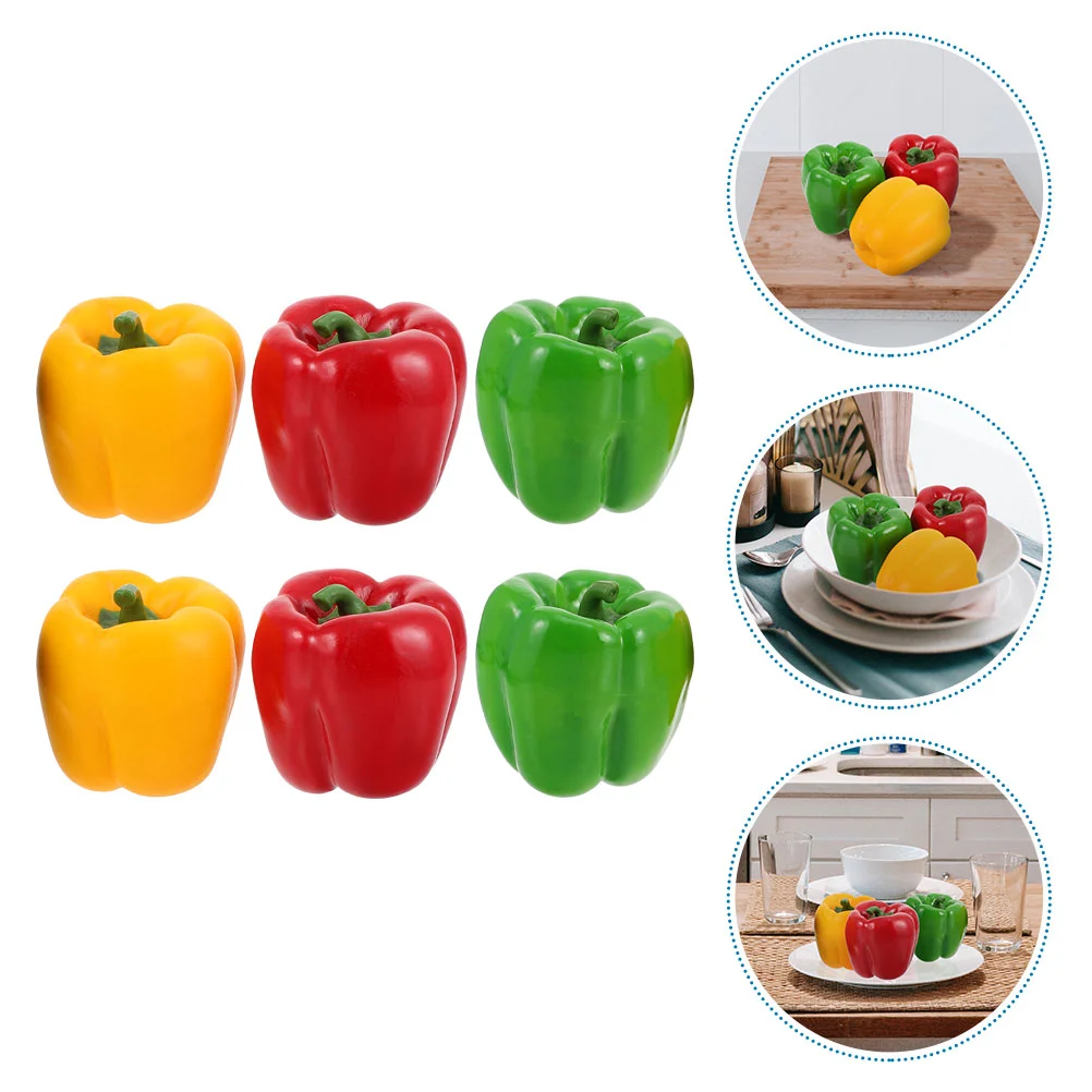 

6 Pcs Simulated Vegetable Model Green Pepper False Bell Peppers Photo Props Artificial Decor Foam Imitation Ornament Simulation