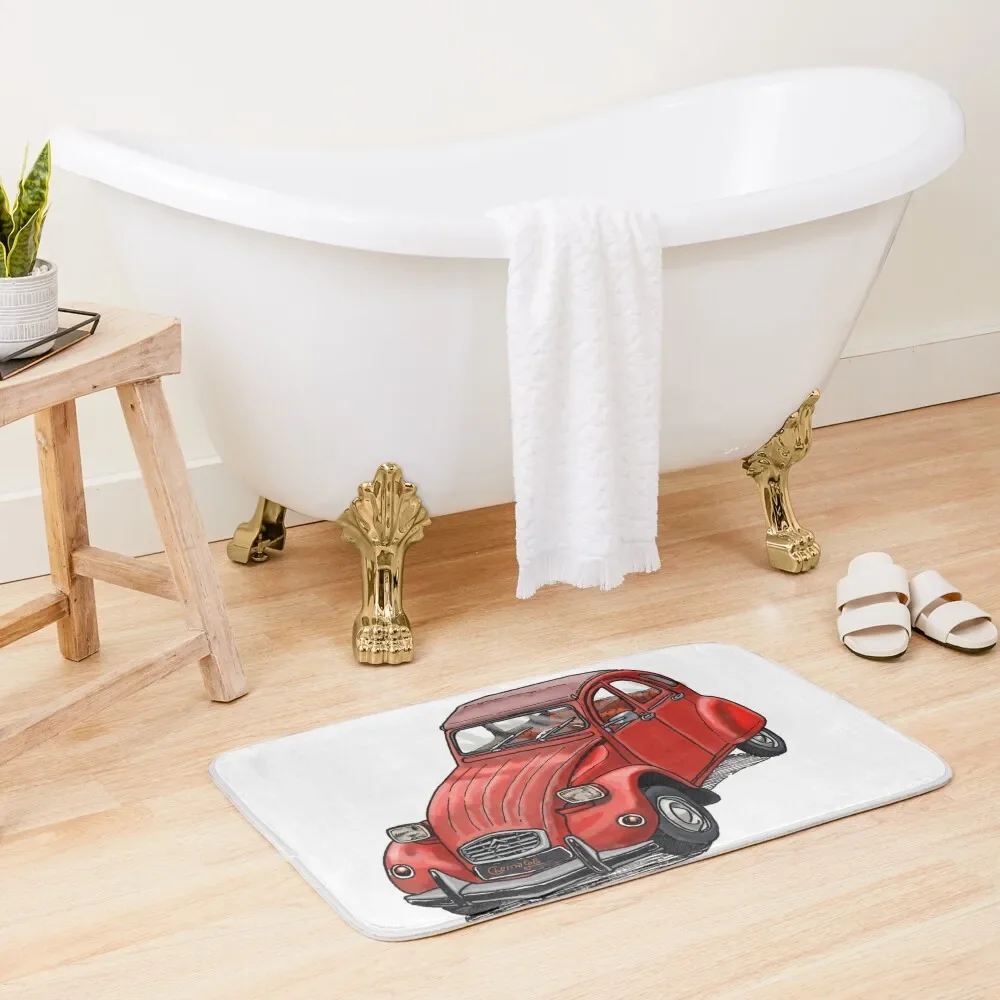 

2CV red Bath Mat Kit Bathroom Non-Slip Bathtub Mat