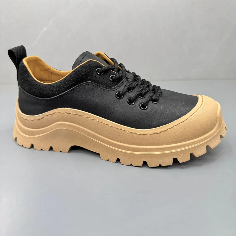 

Rare Guangzhou Genuine Leather Men's Casual oes Spring New Sle Thi Bot Faionable Trendy Board oes Breathable Com...