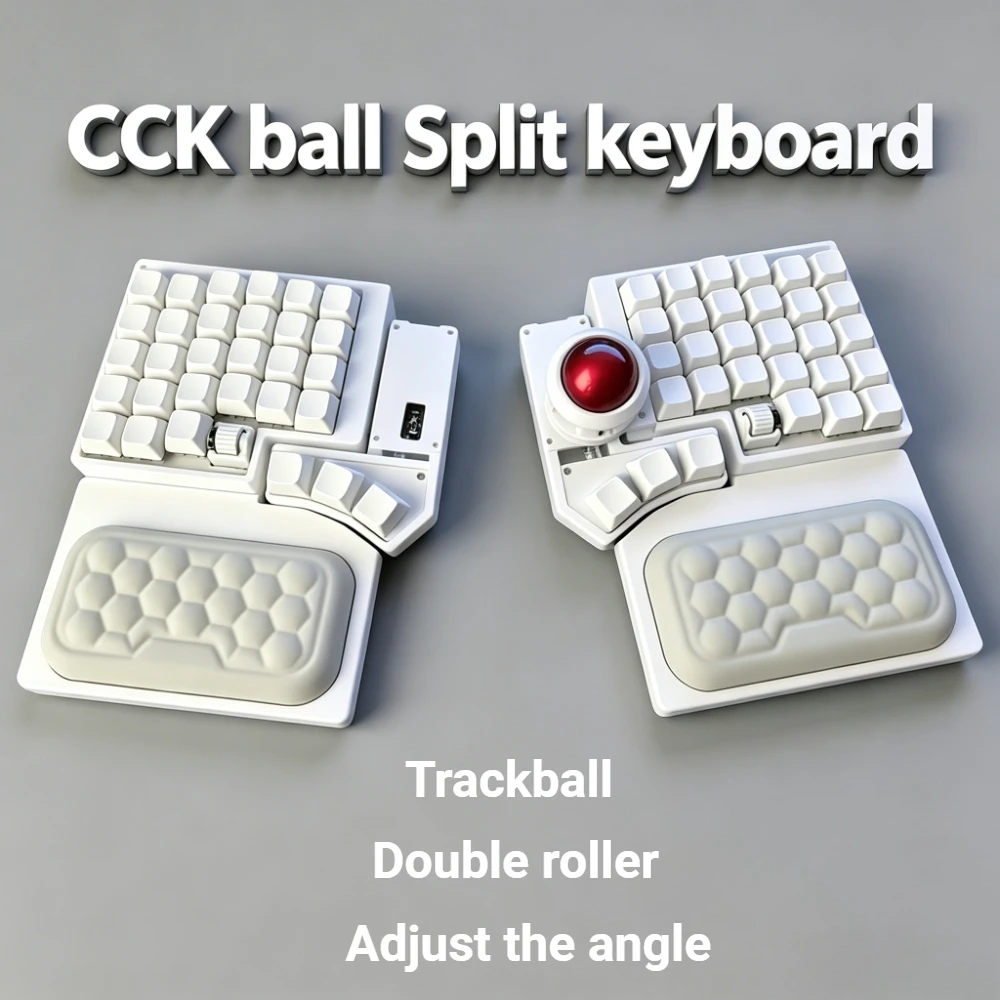 CCK-BALL Split Keyboard Crosses Dual Knobs Adjustable ZMK Vial Mechanical Keyboard Kit Wireless Bluetooth Trackball Game Teclado