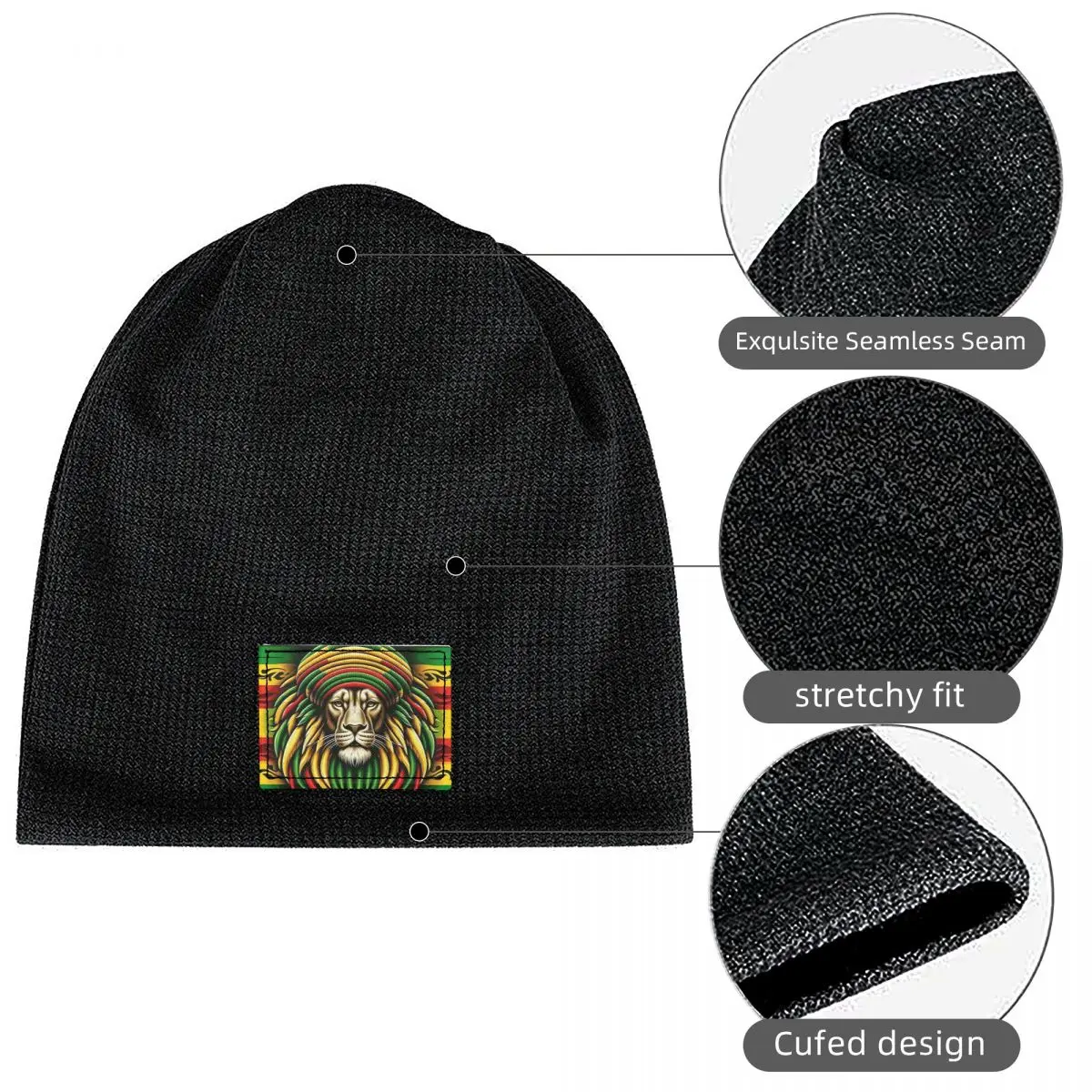 Rastafarian Amaiquina Reggae Rasta Lion Street Skullies Warm Fleece-Lined Cap Hip Hop Bonnet Hat Autumn Winter   Beanies Hats view 4