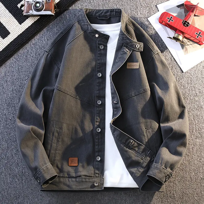 

American Retro Windproof Denim Jacket Loose Collar Casual Cool Workwear Jacket Fashionable Jacket Men's Autumn Jacket