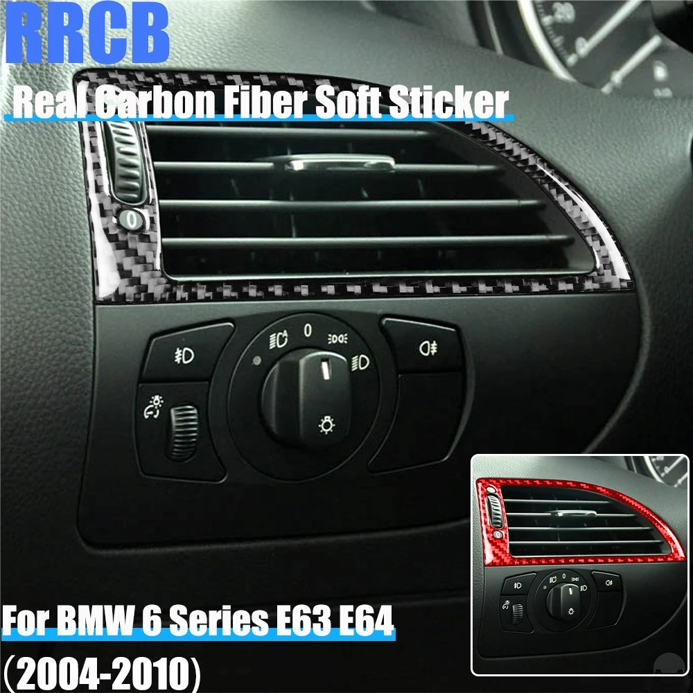 

Carbon Fiber Car Accessories Dashboard Air Vents Cover Soft Sticker For BMW 6 Series E63 E64 2004 2005 2006 2007 2008 2009 2010