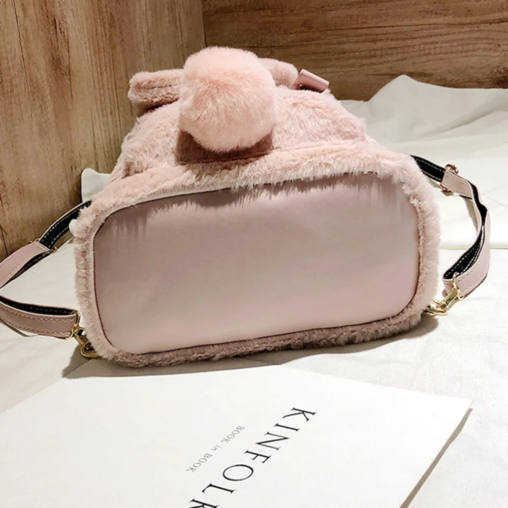 Sweet Bunny Ear Pink Color Rabbit Ear Pink Backpack Girl School Bag Daily
