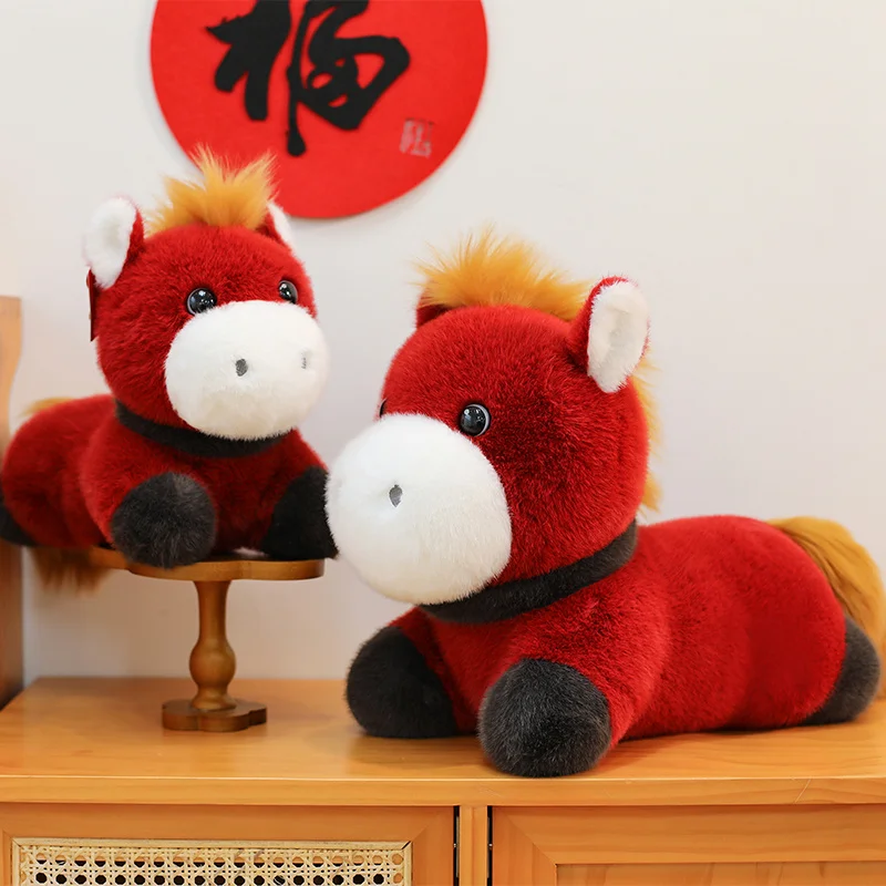 

20/30/40/50cm Red Dudu Horse Plush Toy New Year Mascot Horse Plush Doll Sofa Home Decor Kid New Year Gift