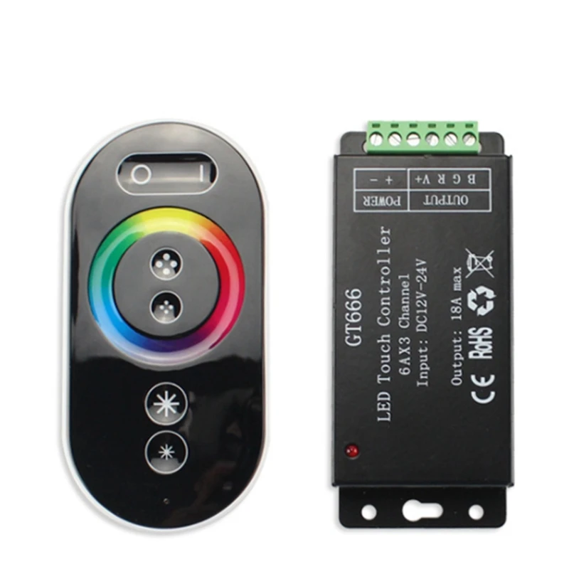 GT666 DC12-24V 6Ax3channel RBG Touch LED Controller For 5050 RGB Strip Lights