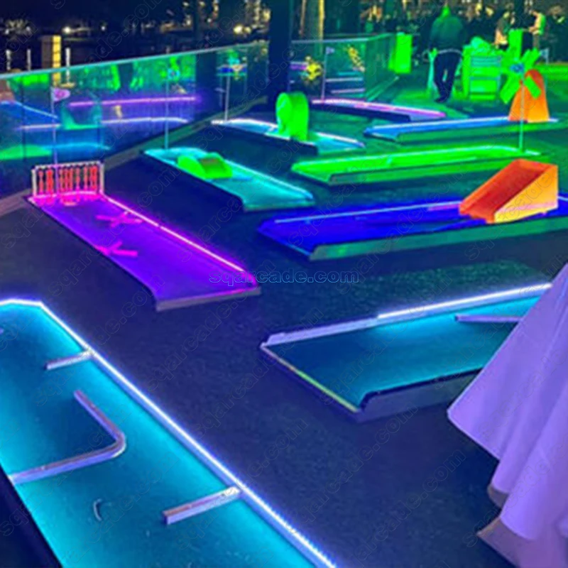 Indoor Playground Equipment LED Mini Golf Rentals square Golf Simulator Mobile Mini Golf Course Built to Last for Amusement Park