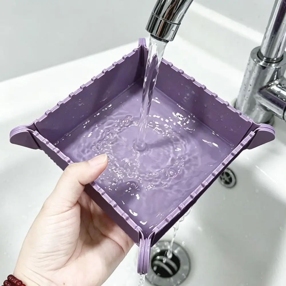 Silicone Heat Insulation Pad Stackable Non-slip Foldable Camping Plates Anti-scald Multifunctional Collapsible Snack Tray