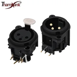 10pcs/lot XLR Connector Black Plastic 3pin XLR Male/Female Jack Socket Panel Mount Type with PUSH button Speaker Plug