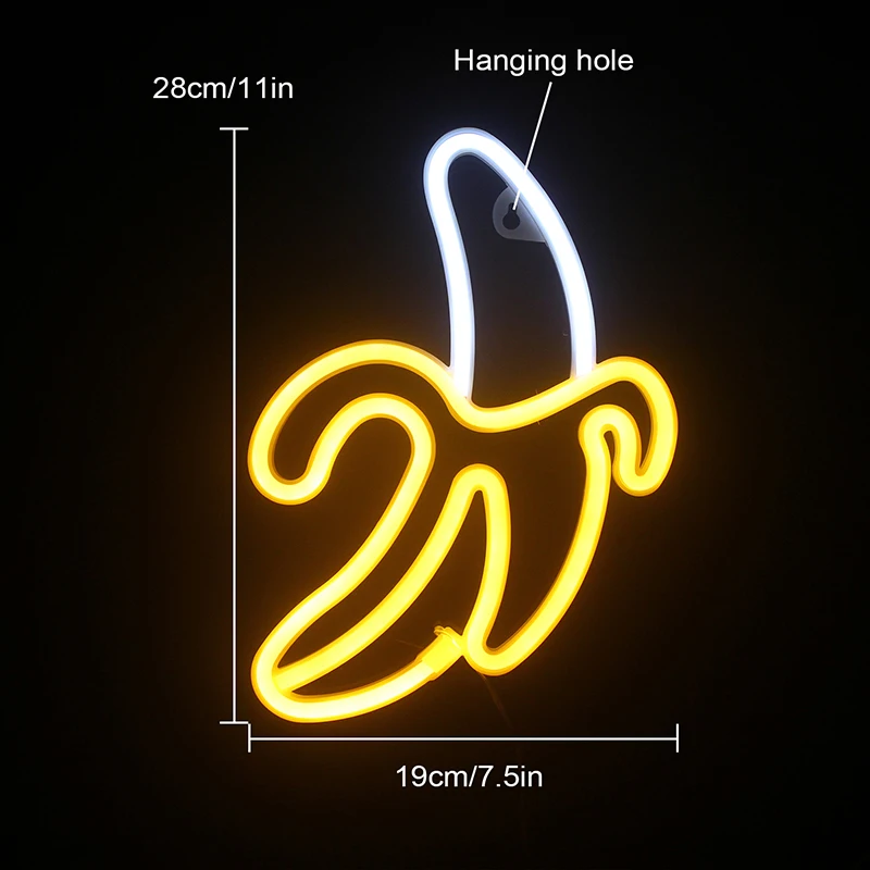 ineonlife Banana Neon Signs LED USB/Battery Powered Neon Lights  for Christmas Room Wall Kids Bedroom Birthday Party Bar Decor