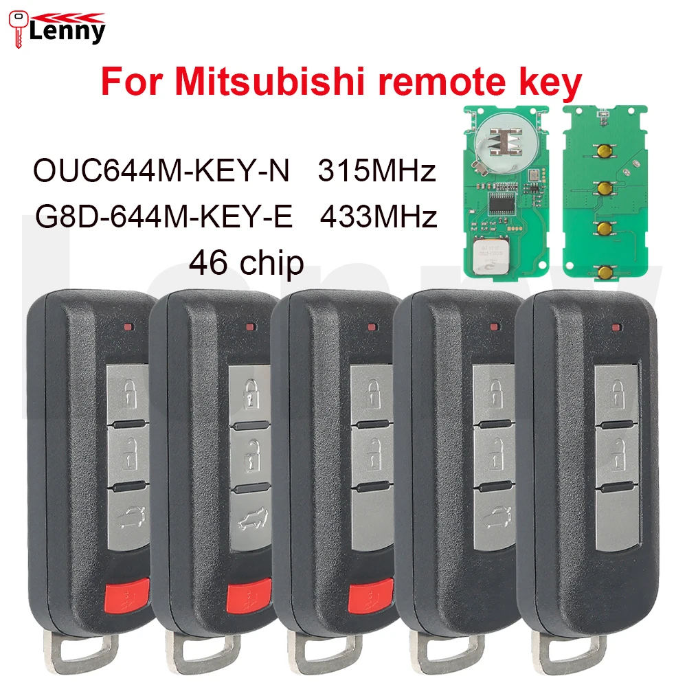 Lenny OUC644M-KEY-N 315/G8D-644M-KEY-E 433MHz 46chip Car Smart Remote Key for Mitsubishi Lancer Outlander ASX RVR 2008-2016