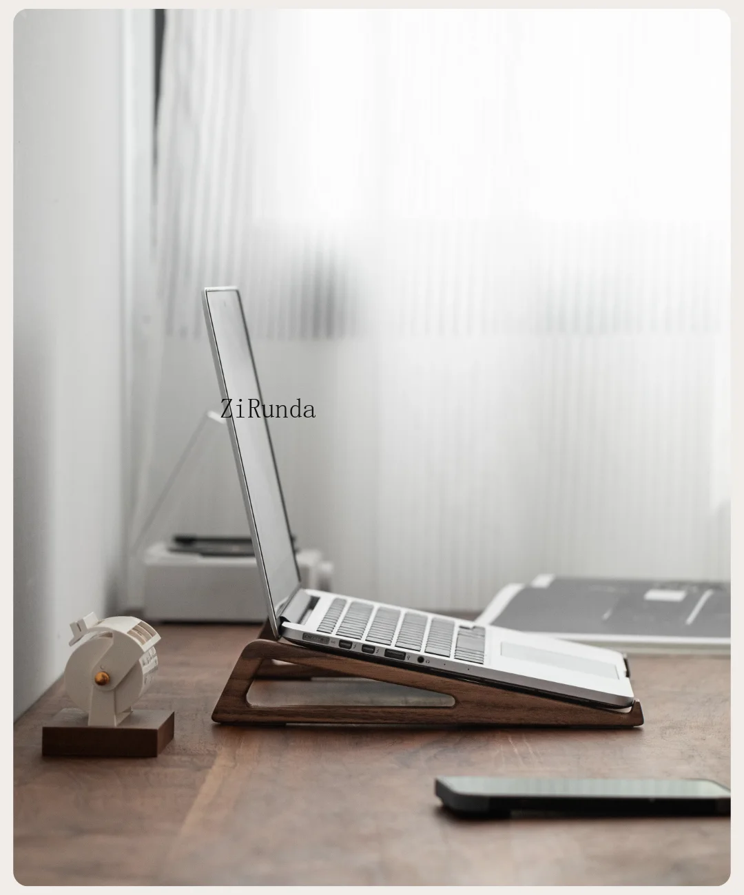 1 Computer stand Cooling bracket Vertical suspended walnut desktop Portable office Dormitory