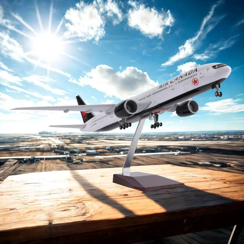 الطائرات 1:157 مقياس 47 سنتيمتر B777 كندا الخطوط الجوية لعبة نموذج مع الضوء والعجلة دييكاست الراتنج نموذج طائرة جمع العرض